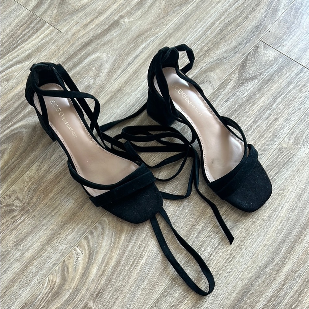 BCBGeneration Elegant Black Lace-Up Heels